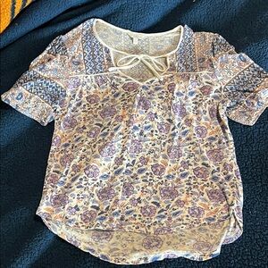 Lucky Brand Floral Lace-Up Top